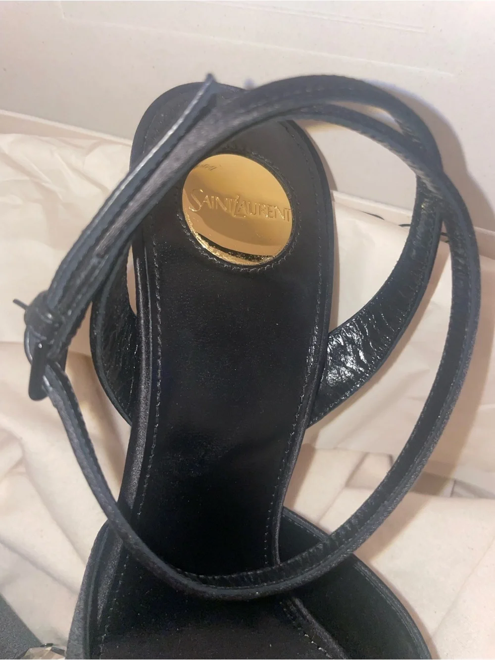 Brand New 100% Auth Saint Laurent Black Satin Harlow Pumps eu 37.5